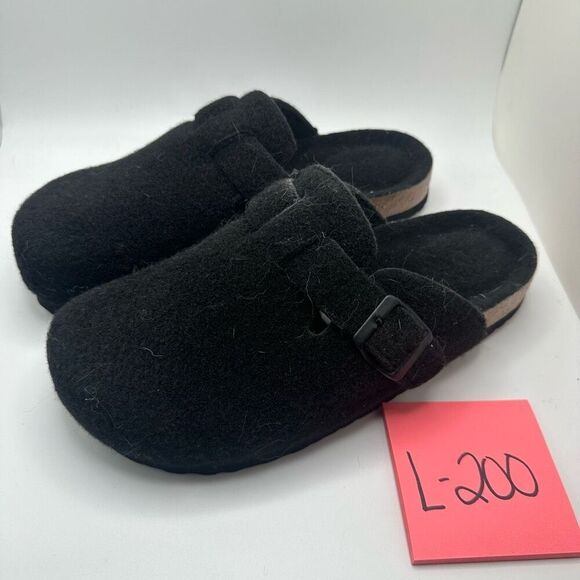 CUSHIONAIRE Women's Cork Footbed Clog with Faux Fur Lining 8.5 BLACK WOOL RETURN - Picture 3 of 7